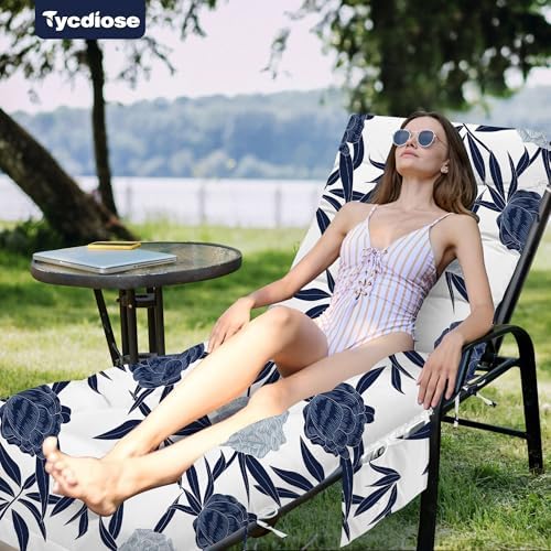 Outdoor Chaise Lounge Chair Cushion, 71 x 22 x 4.7 Inches Waterproof Chaise Lounge Cushions Replacement for Outdoor Furniture, Thickened Non-Slip Patio Lounge Chair Cushions, Blue Enchantress - Image 5