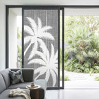 Window Privacy Film Frosted, Black Grey Tropical Tree Non-Adhesive Static Cling Window Tint, Summer Coastal Palm Trees Insulated Windows Frosted Films for Living Room, 35.4 x 78.7 Inches - Image 2