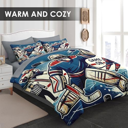 WeCozy Full Comforter Set with Sheets, 7 Pieces Hockey Vintage Bedding - Image 4