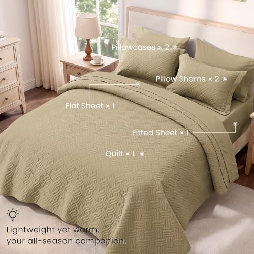 Love's cabin King Size Quilts Bedspreads, 7 Pieces Bed in a Bag, Camel - Image 2