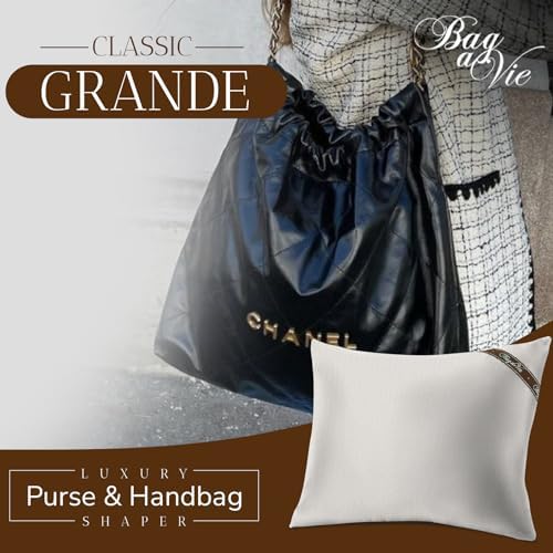 Bag-a-Vie Handbag Shaper Pillow – Luxury Handbag Shaper & Purse Shapers - [Grande] 14.5” x 11” - Fits Tote Bags - Herringbone - Image 4
