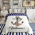 Castle Fairy American Flag Anchor Bedding Set King Size,Nautical Adventure Comforter for Kids Teens Boys Room Decor,Navy Blue Geometric Star Quilt Vintage White Duvet Insert,2 Pillowcases Anchor 6 by CastleFairy