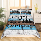 Castle Fairy RV Camper Duvet Cover Twin Size,Happy Camping Wild Adventure Comforter Cover with 1 Pillowcase for Boys Girls,Farmhouse Style Wood Barn Soft Breathable Bed Cover Room Decor,No Comforter - Image 3