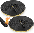 2 Rolls Fire/Smoke Gasket Seal with Groove, 0.5" W X 0.25" H X 18' L, Black by Innconee