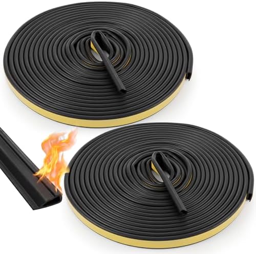 2 Rolls Fire/Smoke Gasket Seal with Groove, 0.5" W X 0.25" H X 18' L, Black by Innconee
