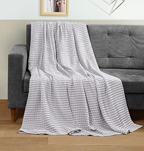 Utopia Bedding 100% Cotton Waffle Blanket Queen Size Silver, 90x90 Inch - Image 4