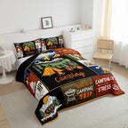 Erosebridal Happy Camping Queen Bedding Set,RV Camper Comforter Set for Trailer Bunk,Rustic Style Patchwork Comforter for Kids Adults,Mountain Themed Bedroom Room Decor,2 Pillowcases Lightweight - Image 3