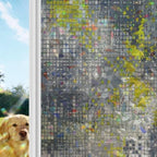 Window Privacy Film Static Cling, Yellow Slate Gray Decorative Stained Glass Window Film for French Doors/Wide Windows, Geometric Modern Industrial Abstract Art 35.4 x 78.7 Inches - Image 4