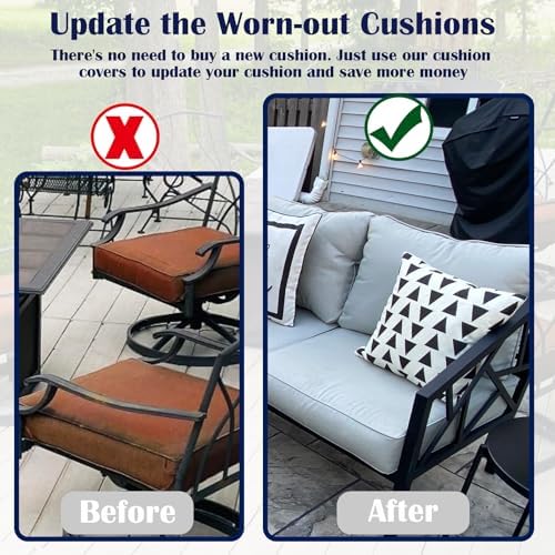 FLYMEI Patio Cushion Covers 20x20x2, Grey, 4Packs - Image 5