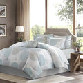 Madison Park Essentials Cozy Bed in a Bag Comforter, Vibrant Color Design All Season Down Alternative Cover with Complete Sheet Set, King(104"x92"), Circular Aqua, 9 Piece by MADISONPARK