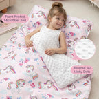 PHF Toddler Nap Mat with Removable Pillow and Minky Blanket, Rollup Design Kids Sleeping Mat, Slumber Bags for Girls, 55"x23" Toddler Sleeping Bag for Daycare Preschool Travel Camping, Unicorn - Image 2