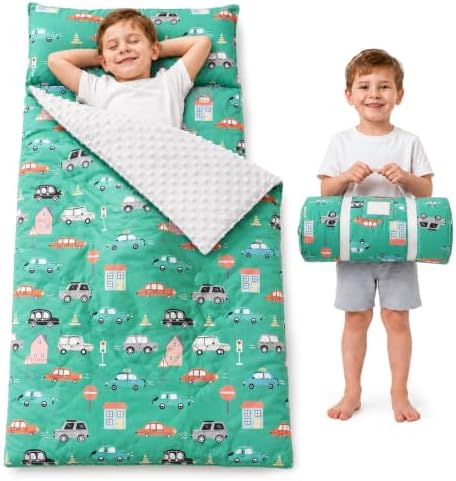 Bunnikins & Clover Toddler Nap Mat with Removable Pillow, Nap Mats for Preschool, Easy Clean Toddler Nap Pad for Kindergarten, Kids Sleeping Bag for Travel Camping - Image 2