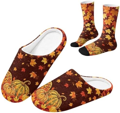 Jeiento Fuzzy Slippers and Sock Set Women's Warm Cozy Memory Foam House Shoes Soft Slip-on Slides by Jeiento