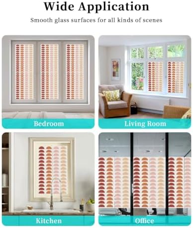Window Privacy Film Frosted, Colorful Boho Static Cling Door Window Covering, Middle Century Geometric Abstract Art UV Blocking Windows Film for Office, Hotel, Bedroom, 29.5 x 78.7 Inches - Image 7