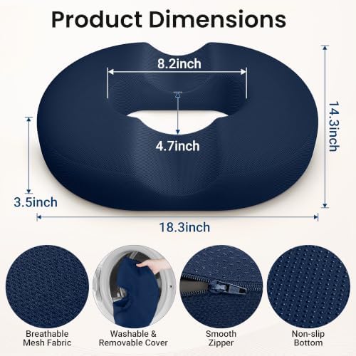 CloudBliss Donut Pillow Stadium Seat Cushion for Tailbone Pain Relief and Hemorrhoids, Memory Foam Seat Chair Cushion, Portable Seat Cushions for Bleachers, Car, Home & Office - Image 5