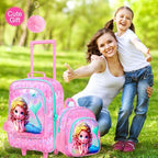 Kids Luggage for Girls 18", 2PCS Carry-on Suitcase Mermaid Set Pink - Image 2