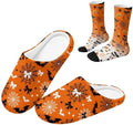 Jeiento Fuzzy Slippers and Crew Sock Set for Women Men Couple Warm Cozy Memory Foam House Shoes Soft Slip-on Slides for Home,Travel by Jeiento