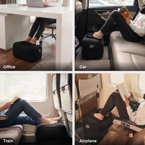Inflatable Travel Foot Rest Pillow with 700mAh Rechargeable Air Pump, No Manual Blowing Adjustable Height Leg Rest Pillow, Lightweight Portable Pillow for Airplane, Office, Train & Car - Image 5
