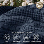 PHF Lightweight 100% Cotton Waffle Blanket for Bed, King, Indigo - Image 4