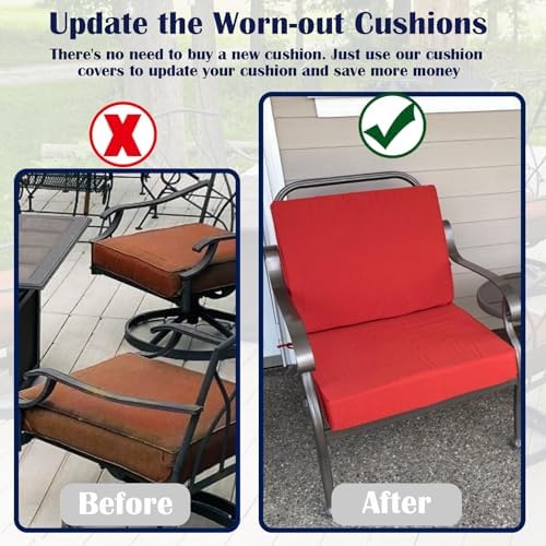 FLYMEI Patio Cushion Covers 20x20x2, Red, 4Packs - Image 5