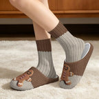 House Slipper and Socks Set for Women Warm Comfy Fuzzy Slipper with Crew Socks Plush Fuzzy Slippers for Indoor - Image 2