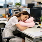 Double-Layer Inflatable Neck Pillow, Press-to-Inflate U-Shaped Pillow, Portable Neck Support for Office Trip Travel, Pink - Image 2