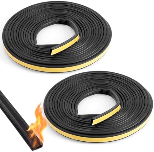 2 Rolls Fire/Smoke Gasket Seal with Groove, 0.5" W X 0.25" H X 20' L, Black by Innconee
