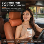 Universal Memory Foam Car Headrest Neck Pillow, Ergonomic Car Seat Neck Support Cushion with Soft PU Leather Cover for Driving, Long Trips, Most Cars SUVs (Orange*2) - Image 6