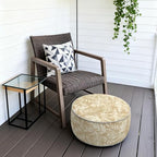 Outdoor Patio Inflatable Ottoman, 21x9 Inch Portable Stool Ottoman with Handle, Round Footrest Stool for Home Garden Camping, Tropical Leaf Oat - Image 6