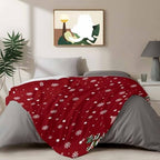 Christmas Snowman Throw Blanket, Winter Xmas Trees Fluffy Soft Blankets for Couch Bed Travel, Snowflakes Red Plush Microfiber Striped Flannel Blankets, Lightweight Sofa Blankets 40"x60" - Image 4