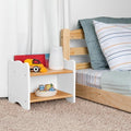 Ocodile The Original Kids Nightstand for Floor Beds, Solid Wood Small Bedside Table with Book Pocket, Low Tiny Nightstand for Nursery, Toddler & Kids Room, Montessori Style Side Table - White by Ocodile