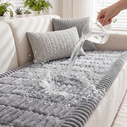 Fixwal Waterproof Flannel Dog Couch Cover, 27.6" x 94.5", Light Gray by Fixwal