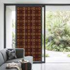 Window Privacy Film Frosted, Brown Plaid Non-Adhesive Static Cling Window Tint, Farmhouse Vintage Abstract Trelli Gingham Insulated Windows Frosted Films for Living Room, 35.4 x 78.7 Inches - Image 2
