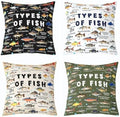 Feelyou Pike Fish Throw Pillow Covers 16"x16" Set of 4 Soft Fishing and Hunting Cushion Case Fisherman Fish Man Decor Pillowcase Type of Fish Indoor Outdoor by Feelyou