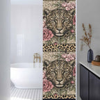 Window Privacy Film Frosted, Leopard Print Reusable Static Cling Window Tints, Vintage Peony Flower Chic Cheetahs Texture Heat Control Windows Films for Offices, Balcony, 29.5 x 118 Inches - Image 3
