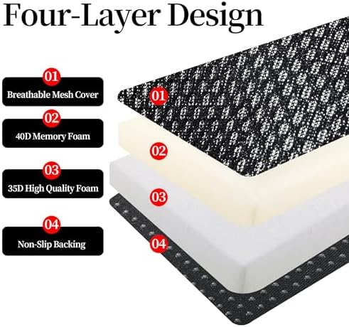 MABOZOO Extra Thick Chair Cushions,Office Chair Booster Seat Cushion to Raise Seat Height for Pain Relief,18 x 16 x 6 inch Non Slip Memory Foam Thick Cushion with Carry Handle（Black） - Image 5