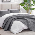 Love's cabin Oversized King Quilt Set, Soft Bedspread Comforter, Dark Grey - Image 2