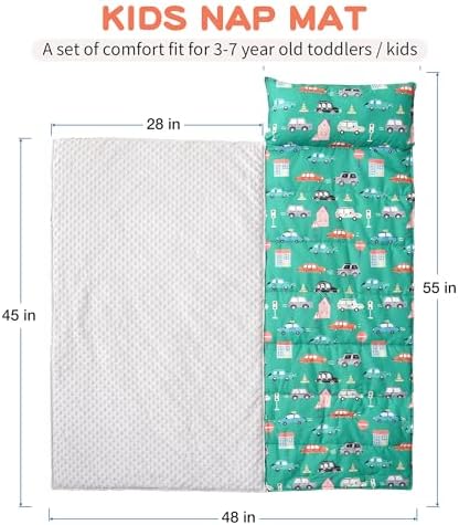 Bunnikins & Clover Toddler Nap Mat with Removable Pillow, Nap Mats for Preschool, Easy Clean Toddler Nap Pad for Kindergarten, Kids Sleeping Bag for Travel Camping - Image 6