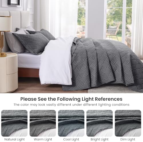 Love's cabin Twin Quilt Set, Lightweight Bedspread Comforter, Dark Grey - Image 5