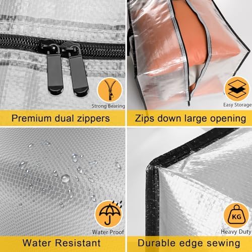 Heavy Duty Extra Large Clear Moving Bags with Strong Zipper Handles - Image 6