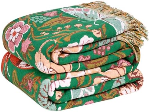 LUTBM Boho Throw Blanket for Couch 50"x60", Cotton Decorative Bed Throws by LUTBMFindYourFreeSpiritatHome