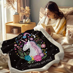 Sleepwish Unicorn Blanket Unicorn Throw Blankets for Girls Cute Unicorn Fleece Blanket for Women Unicorn Flower Fluffy Blanket Black Pink Sherpa Plush Blanket Throw for Kids Childrens Gifts (50"x60") - Image 3