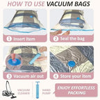 Cozy Essential Vacuum Storage Bags, 80% Compression Vacuum Seal Space Saver Plastic Packaging Bags for Clothes, Blankets, Pillow, Bedding, Comforters, Sealer Clothing Storage,6 XXL Jumbo - Image 6