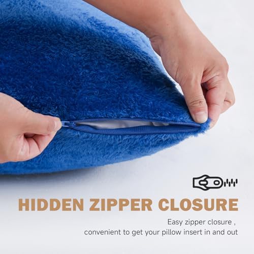 DOWNCOOL Large Body Pillow Insert with Faux Fur Cover - Fluffy Long Bed Pillow for Sleeping - Breathable Full Body Pillow for Adults - 20x54 inch (Blue, with Cover) - Image 4