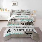 Castle Fairy Lake House Bedding Set Twin Size,Fishing and Boating Comforter 2pcs Kids Teens Boys Men Bedroom Decor Rustic Farmhouse Wood Quilted Duvet Outdoor Adventure Camper Insert,1 Pillowcase by CastleFairy