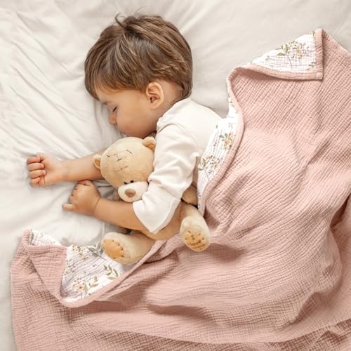 lulumoon Muslin Baby Blanket for Girls: Soft Lightweight Toddler Blanket - Image 4