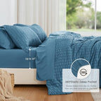 Seersucker Misty Blue Queen Comforter Set, 7-Piece Bed in a Bag - Image 3