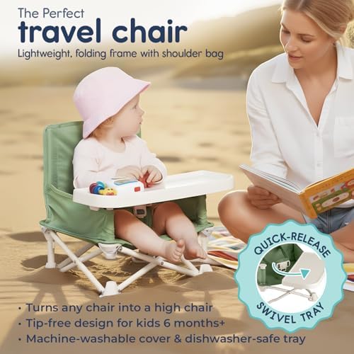 OmniBoost Booster Seat with Tray, Travel High Chair, Baby Chair, Green - Image 2