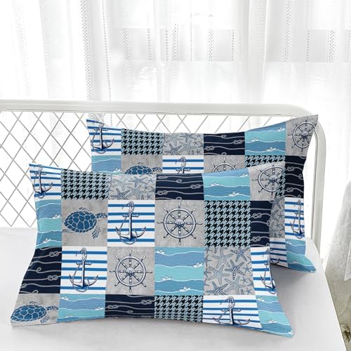 Nttopship Navigation Theme Comforter Sets King Size， Bedding Sets for Kids,Turtles and Ship Anchors Comforter Sets All Season 1 Comforter and 2 Pillowcases - Image 4