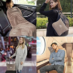 BlueHills Premium Soft Travel Blanket Pillow 2 in 1 Airplane Flight Taupe - Image 3